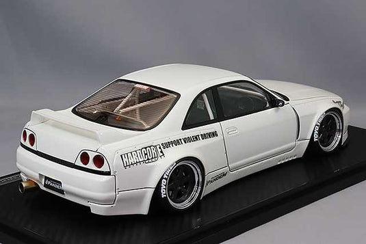 modèle d'allumage 1/18 Pandem GT-R (BCNR33) blanc avec roues HARDCORE originales à rayons de 18 pouces (polonais/bronze à canon) IG3029