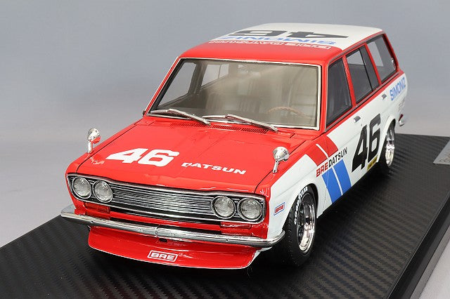 Cargue la imagen en el visor de la galería, Tarmac x modelo de encendido 1/18 Datsun Bluebird (510) Wagon #46 BRE Rojo/BlancoIG3063
