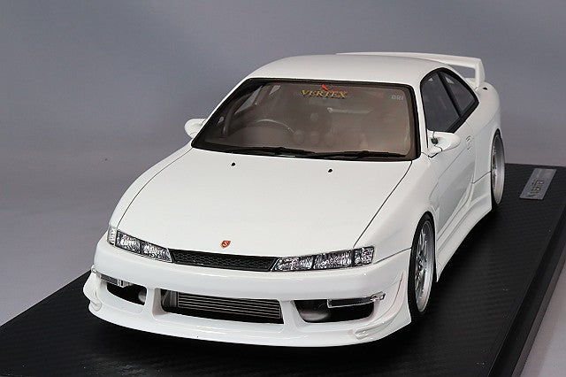 Modelo de encendido 1/18 VERTEX S14 Silvia White con ruedas BBS RG-R de 18 pulgadas (Plata) IG3082