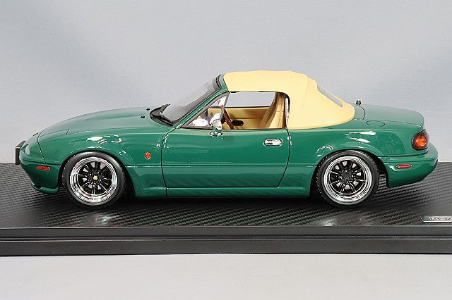 Cargue la imagen en el visor de la galería, Modelo de encendido 1/18 Eunos Roadster (NA) Verde con ruedas RS Watanabe de 14 pulgadas (polaco/bronce) IG3196
