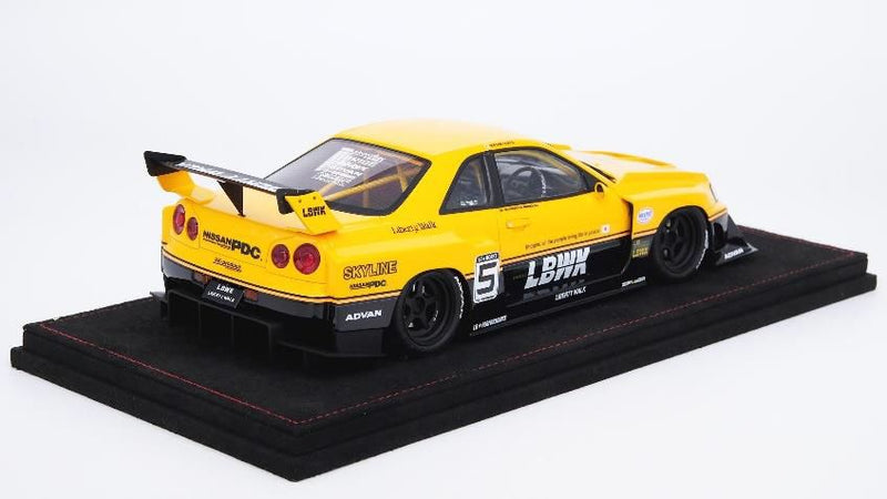 Load image into Gallery viewer, INNO Models 1/18 Nissan Skyline &quot;LBWK&quot; (ER34) Super Silhouette Yellow (Item Change from IN18R-R34-YL)
