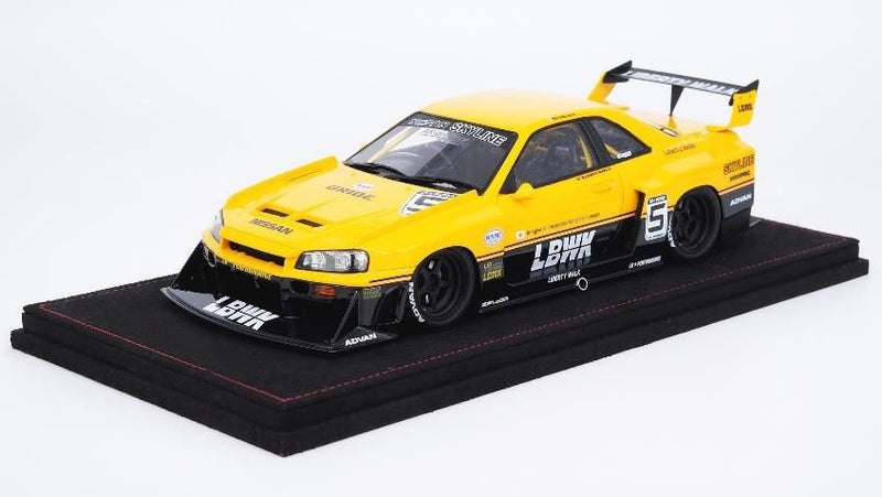 Load image into Gallery viewer, INNO Models 1/18 Nissan Skyline &quot;LBWK&quot; (ER34) Super Silhouette Yellow (Item Change from IN18R-R34-YL)
