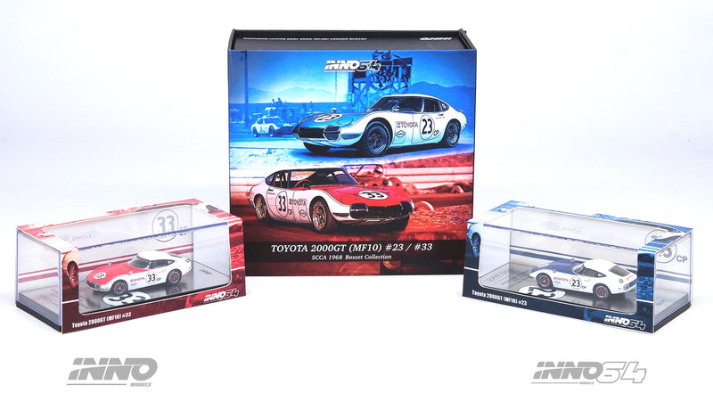 Cargue la imagen en el visor de la galería, INNO ModelsIN64-2000GT-SCCA68-BS 1/64 Toyota 2000GT #23 y #33 SCCA 1968 Caja Diecast
