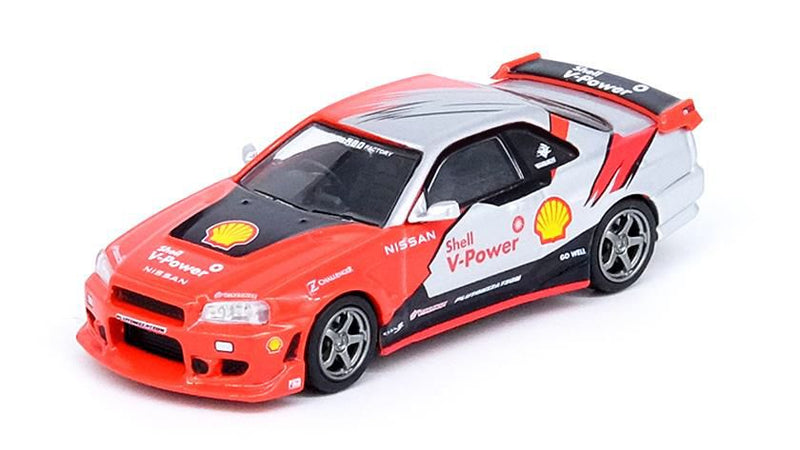 Load image into Gallery viewer, INNO Models 1/64 Nissan Skyline R34 GTT Drift Car &quot;SHELL&quot; Jason Mok/Pluto Mok Limited at Hong Kong ToyCar Salon 2022
