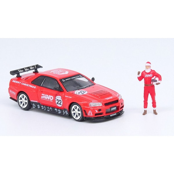 INNO ModelsIN64-R34-XMAS22 1/64 Nissan Skyline GT-R R34 X'MAS 22 Special Edition with Santa Claus Figure Diecast