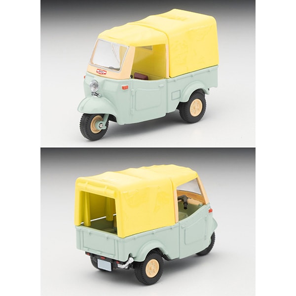 Cargue la imagen en el visor de la galería, Tomica LV-143d 1/64 Daihatsu Midget verde claro/Beige con figura Diecast
