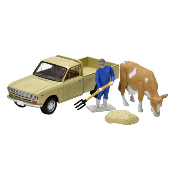 Laden Sie das Bild in Galerie -Viewer, Tomica LV-195d 1/64 Datsun 1300 Truck Light Brown with Figure  Diecast
