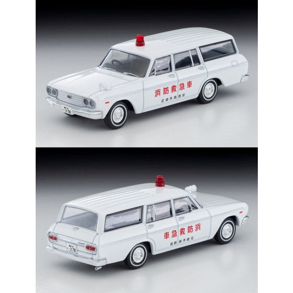 Chargez l&#39;image dans la visionneuse de la galerie, Tomica LV-207a 1/64 Toyopet Masterline Ambulance de pompiers Service d&#39;incendie d&#39;Amagasaki 1966 moulé sous pression
