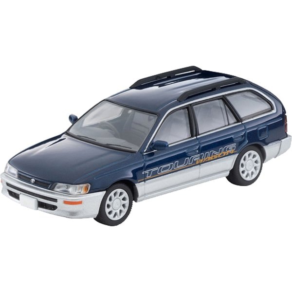 Chargez l&#39;image dans la visionneuse de la galerie, Tomica LV-N287a 1/64 Toyota Corolla Wagon L Touring avec options bleu/argent 1996 moulé sous pression
