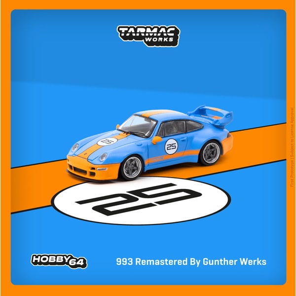 Load image into Gallery viewer, Pre-order TARMAC WORKS T64-TL054-BO 1/64 993 Remastered By Gunther Werks Blue/Orange  Diecast
