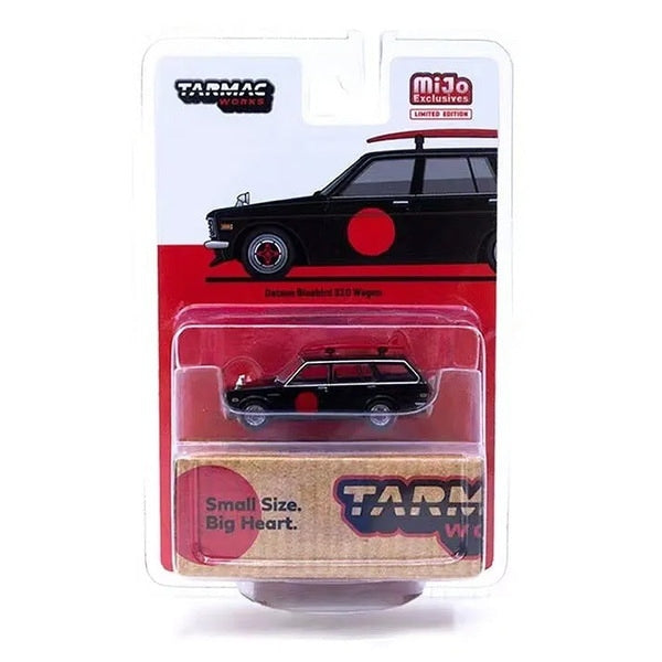 Load image into Gallery viewer, TARMAC WORKS T64G-026-BK 1/64 TARMAC WORKS 1:64 Mijo Exclusive Datsun Bluebird 510 Wagon with Surfboard  Diecast
