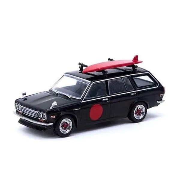 Cargue la imagen en el visor de la galería, TARMAC WORKS T64G-026-BK 1/64 TARMAC WORKS 1:64 Mijo exclusivo Datsun Bluebird 510 Wagon con tabla de surf Diecast
