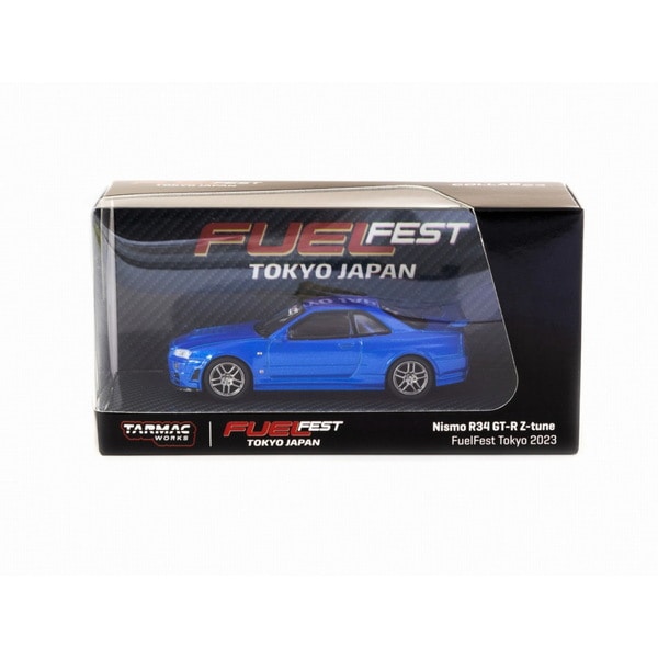 Cargue la imagen en el visor de la galería, TARMAC WORKS T64S-014-FF 1/64 Nissan Skyline GT-R R34 Z-tune FuelFest Tokio 2023 Diecast
